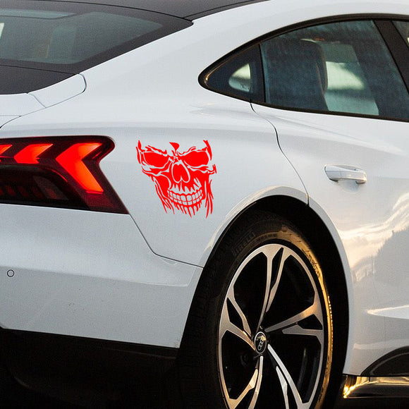 Evil Skull Vinyl Decal Car Truck Window Red Skull Sticker Scary Skeleton