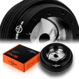 W-Power Short Hub Steering Wheel Adapter 6-Bolt - Fits Honda Accord / Civic / Prelude, Acura Integra -Black