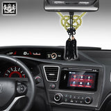 Junction Produce JP Purple Embroidery Set of Neck rest Pillows with Seatbelt Covers & GB Fusa Charm