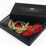 Junction Produce JP Pink Embroidery Set of Neck rest Pillows with Seatbelt Covers & GR Fusa Charm