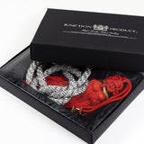 Junction Produce JP Purple Embroidery Set of Neck rest Pillows with Seatbelt Covers & SR Fusa Charm