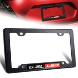 1Pcs Carbon Fiber Style ABS License Plate Tag Frame Cover with Car Trunk Emblems For 6.2L_LS3
