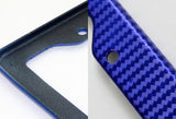 2PCS JDM-Style Blue Carbon Fiber Look License Plate Frame Covers – Front & Rear