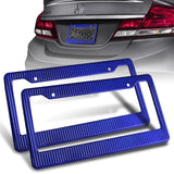 2PCS JDM-Style Blue Carbon Fiber Look License Plate Frame Covers – Front & Rear