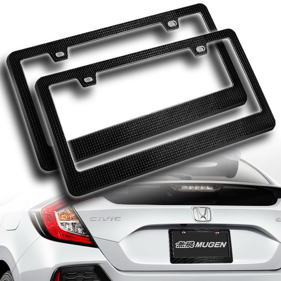 2PCS Black Diamond Cut Style License Plate Frame Covers – Front & Rear