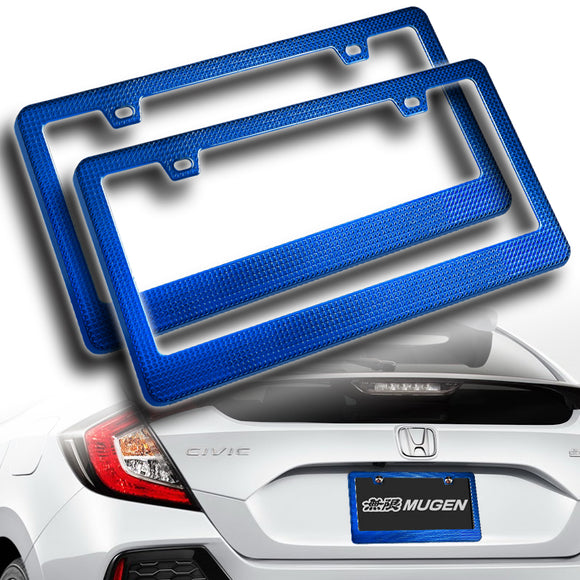 2PCS Blue Diamond Cut Style License Plate Frame Covers – Front & Rear