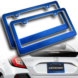 2PCS Blue Diamond Cut Style License Plate Frame Covers – Front & Rear