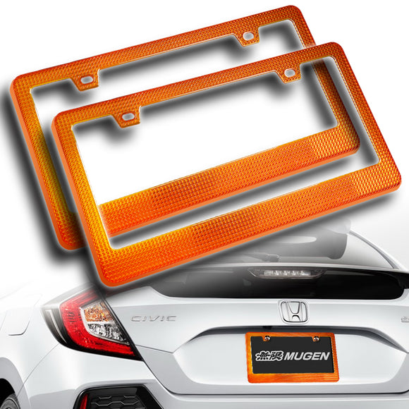 2PCS Orange Diamond Cut Style License Plate Frame Covers – Front & Rear