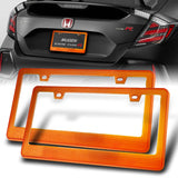2PCS Orange Diamond Cut Style License Plate Frame Covers – Front & Rear