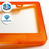 1PC Orange Diamond Cut Style License Plate Frame Covers – Front & Rear