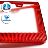 1PC Red Diamond Cut Style License Plate Frame Covers – Front & Rear