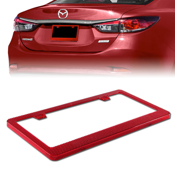 1PC Red Diamond Cut Style License Plate Frame Covers – Front & Rear