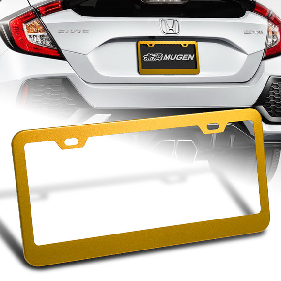 1PC Gold Aluminum Alloy License Plate Frame Cover – Front or Rear