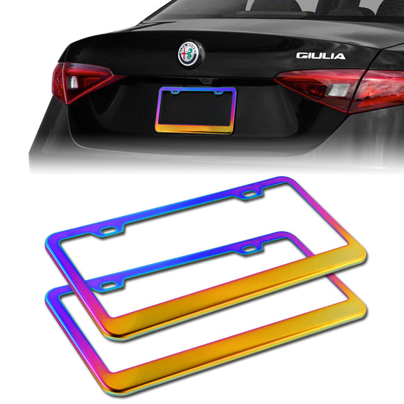 2PCS Neo Chrome Aluminum Alloy License Plate Frame Cover – Front or Rear
