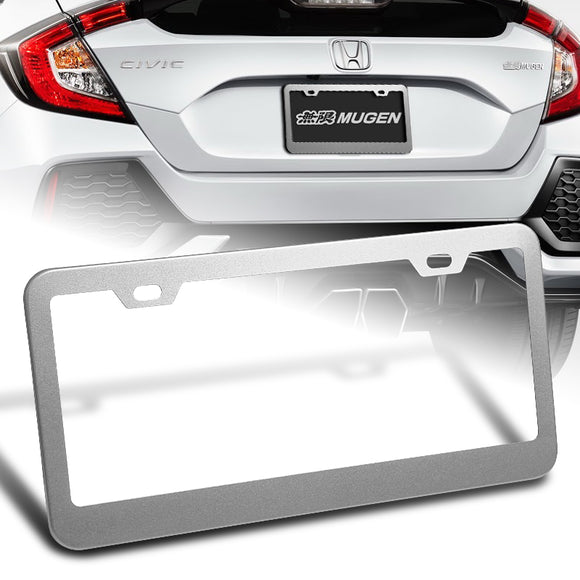 1PC Silver Aluminum Alloy License Plate Frame Cover – Front or Rear