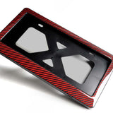 W-Power Red Real Carbon Fiber License plate frame TAG cover Front Rear W/Bracket