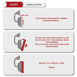 W-Power 270mm Wide Universal Interior Clip On Largest Visibility Panoramic Rear View Mirror -Clear Tint Flat