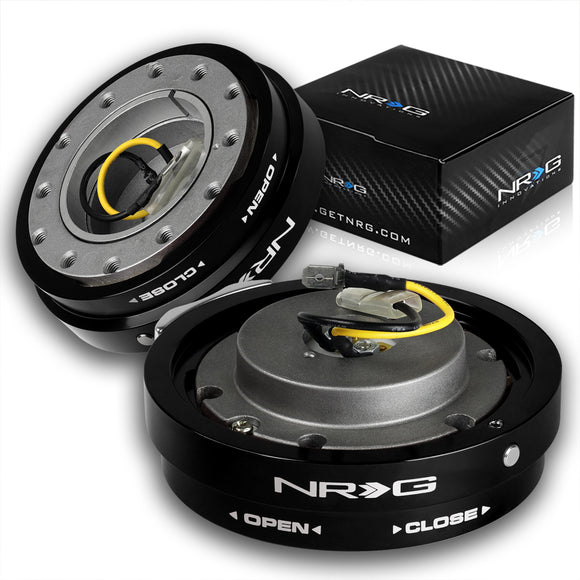 NRG Black Aluminum 1.25 Thin 6-Bolt Steering Wheel Universal Short Hub Adapter Quick Release Spacer -SRK-400BK