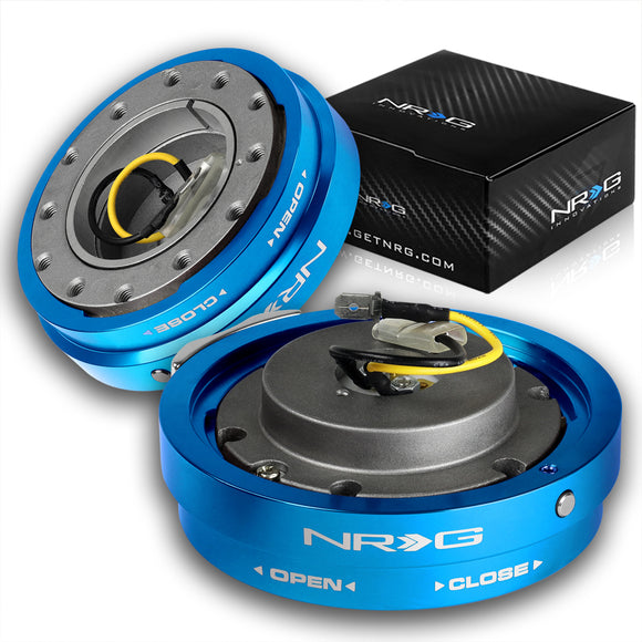 NRG Blue Aluminum 1.25 Thin 6-Bolt Steering Wheel Universal Short Hub Adapter Quick Release Spacer -SRK-400BL