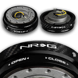 NRG Carbon Fiber Look Aluminum 1.25 Thin 6-Bolt Steering Wheel Universal Short Hub Adapter Quick Release Spacer -SRK-400CF