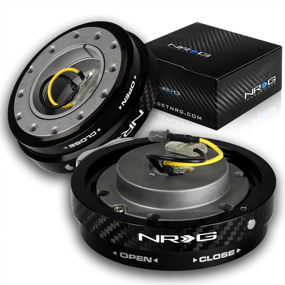 NRG Carbon Fiber Look Aluminum 1.25 Thin 6-Bolt Steering Wheel Universal Short Hub Adapter Quick Release Spacer -SRK-400CF