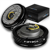 NRG Carbon Fiber Look Aluminum 1.25 Thin 6-Bolt Steering Wheel Universal Short Hub Adapter Quick Release Spacer -SRK-400CF