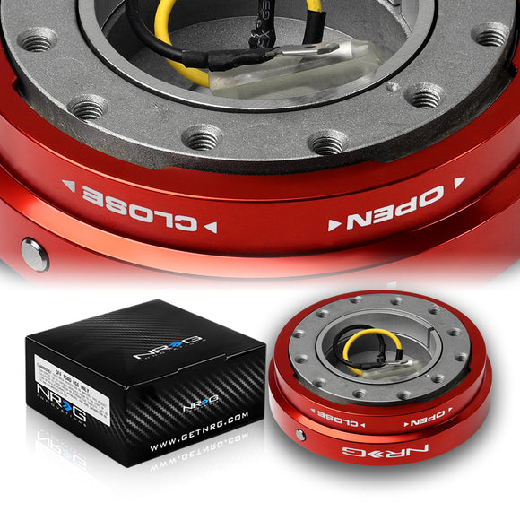 NRG Red Aluminum 1.25 Thin 6-Bolt Steering Wheel Universal Short Hub Adapter Quick Release Spacer -SRK-400RD