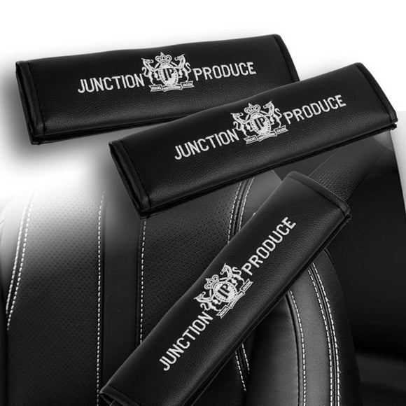 2x Black JP JUNCTION PRODUCE VIP Embroidery Car Seat Belt Covers Shoulder Pads