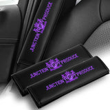 2x JP JUNCTION PRODUCE VIP Purple Embroidery Car Seat Belt Covers Shoulder Pads