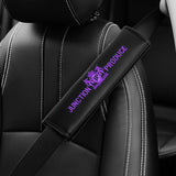 Junction Produce JP Purple Embroidery Set of Neck rest Pillows with Seatbelt Covers & SW Fusa Charm