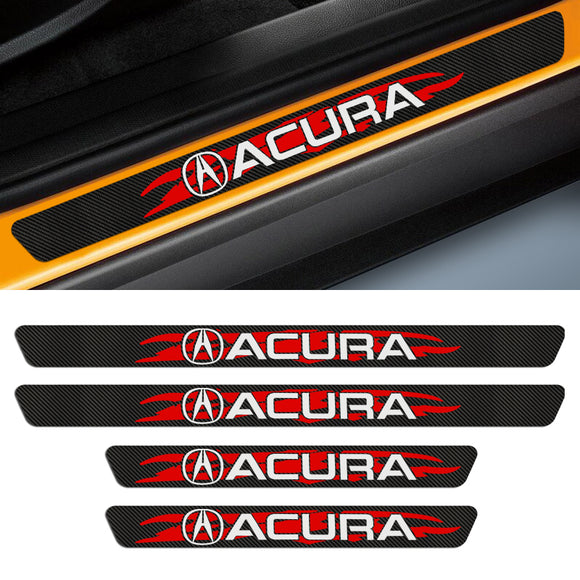 4PCS Set Carbon Fiber Car Door Scuff Sill Cover Panel Step Protector For Acura