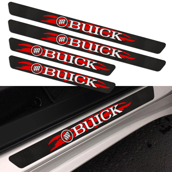 4PCS Set Carbon Fiber Car Door Scuff Sill Cover Panel Step Protector For Buick