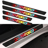 New 4PCS Set Carbon Fiber Car Door Scuff Sill Cover Panel Step Protector For Ford