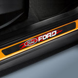 4PCS Carbon Fiber Car Door Scuff Sill Cover Panel Step Protector For Ford New