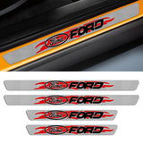 5D Carbon Fiber Texture Car Door Scuff Sill Cover Panel Step Protector New 4PCS Set For Ford