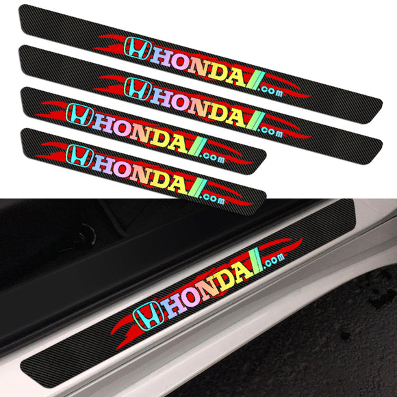 New 5D Carbon Fiber Texture Honda Car Door Scuff Sill Cover Panel Step Protector 4PCS Set