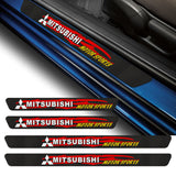 4PCS Set Carbon Fiber Car Door Scuff Sill Cover Panel Step Protector For MITSUBISHI