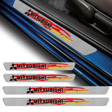 4PCS For MITSUBISHI Carbon Fiber Car Door Scuff Sill Cover Panel Step Protector Set