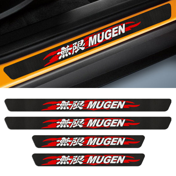 4PCS Set Carbon Fiber MUGEN Car Door Scuff Sill Cover Panel Step Protector For HONDA