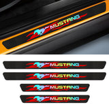 5D Carbon Fiber Texture Car Door Scuff Sill Cover Panel Step Protector For MUSTANG 4PCS Set