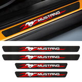 4PCS Set Carbon Fiber Car Door Scuff Sill Cover Panel Step Protector For MUSTANG