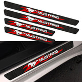 4PCS Set Carbon Fiber Car Door Scuff Sill Cover Panel Step Protector For MUSTANG