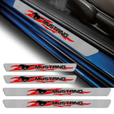 Car Door Scuff Sill Cover Panel Step Protector For MUSTANG 4PCS Set 5D Carbon Fiber Texture