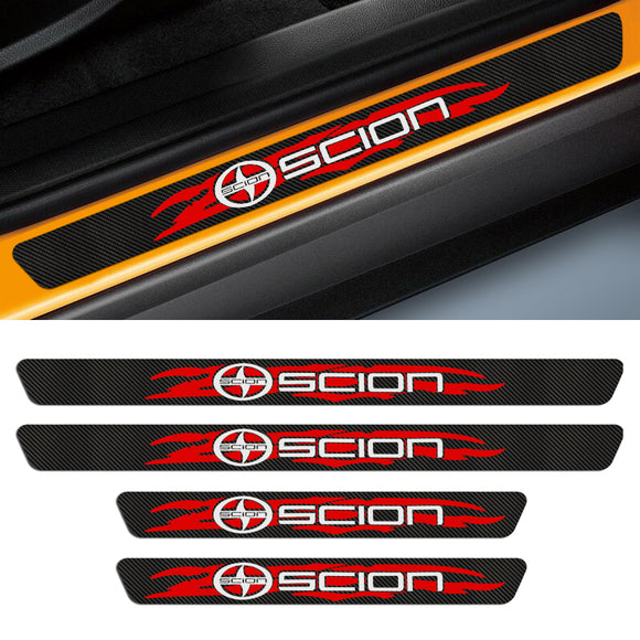 4PCS Set Carbon Fiber Car Door Scuff Sill Cover Panel Step Protector For SCION NEW