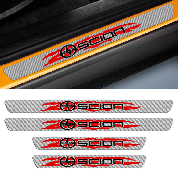 For SCION NEW 4PCS Set 5D Carbon Fiber Texture Car Door Scuff Sill Cover Panel Step Protector