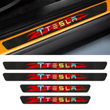 NEW 4PCS Set 5D Carbon Fiber Texture Car Door Scuff Sill Cover Panel Step Protector For TESLA