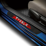 For TESLA NEW 4PCS Set 5D Carbon Fiber Texture Car Door Scuff Sill Cover Panel Step Protector