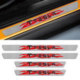 NEW 4PCS Set For TESLA 5D Carbon Fiber Texture Car Door Scuff Sill Cover Panel Step Protector