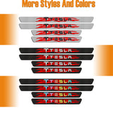 NEW 4PCS Set For TESLA 5D Carbon Fiber Texture Car Door Scuff Sill Cover Panel Step Protector