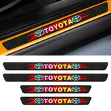 For TOYOTA NEW 4PCS Set 5D Carbon Fiber Texture Car Door Scuff Sill Cover Panel Step Protector